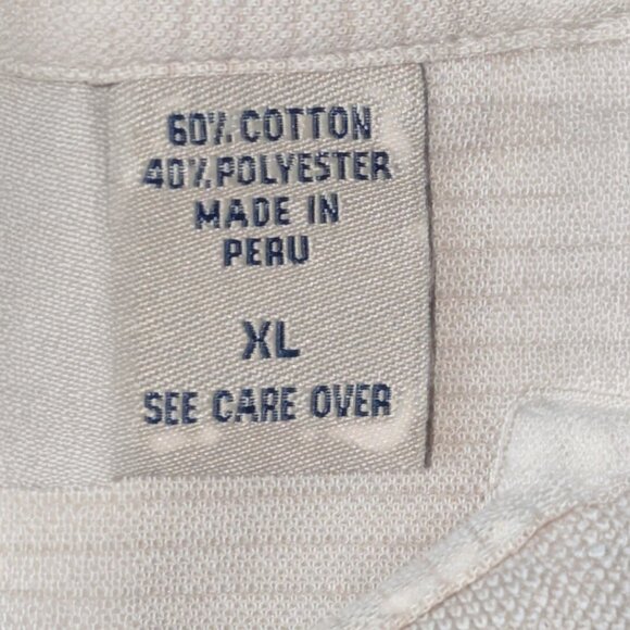 Izod Polo Shirt Men's XL Cream Biege Short Sleeve Casual Button Up Collar - Picture 4 of 7